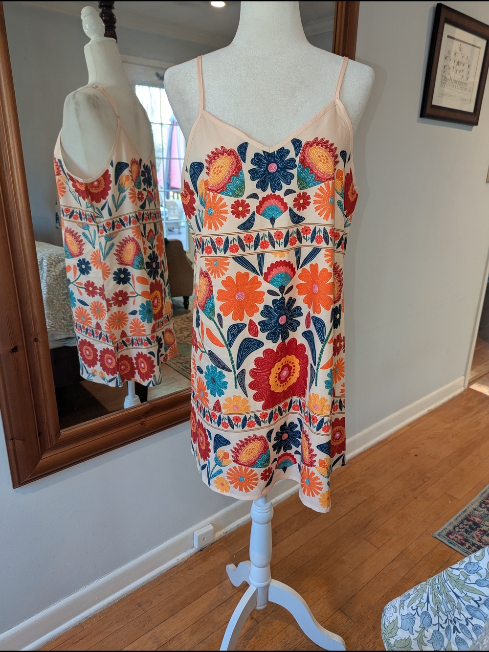 Floral Slip Midi Dress in Peach